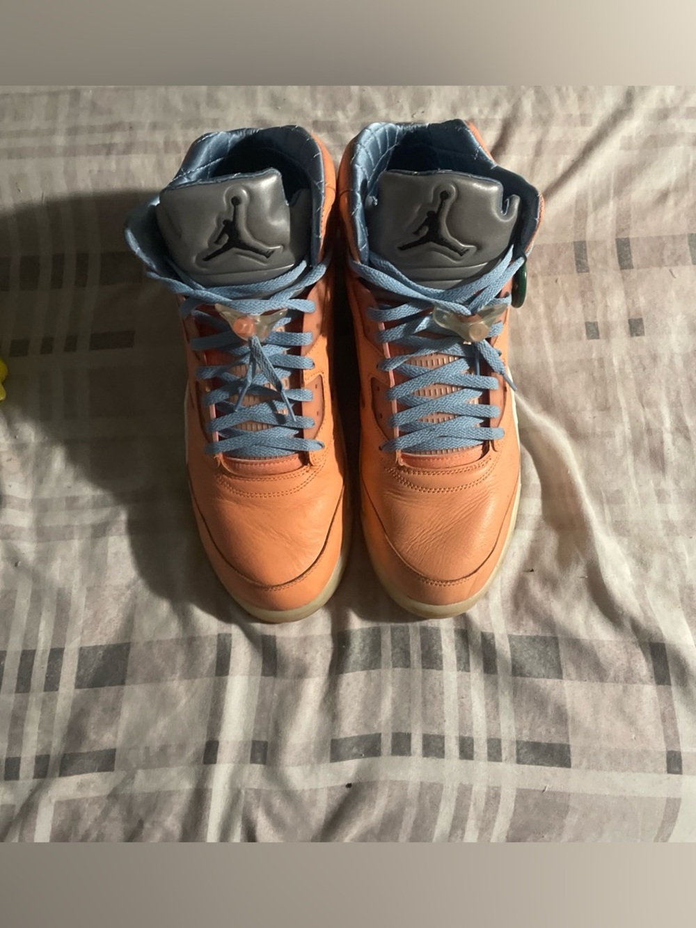 Jordan Men's High-Top Sneakers in Orange with Light Blue Accents